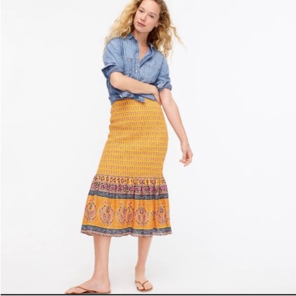 J. Crew NWT Smocked skirt in sunny block print
Item AO823 Sz 0